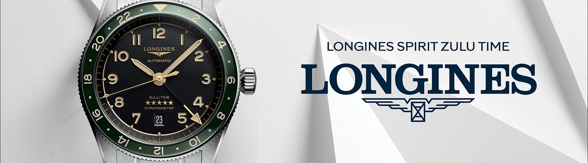 Orologio Longines Spirit Zulu Time con quadrante verde e dettagli dorati